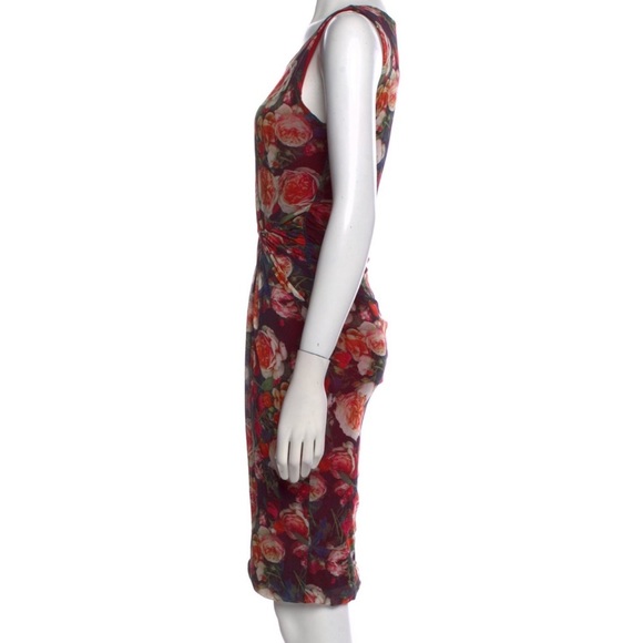 Jean Paul Gaultier Dress Fuzzi Rose Print Knotted Front Mesh Made in Italy Small - Picture 3 of 9